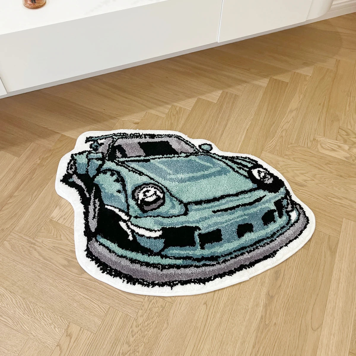 Cyan Racing Car Rug 