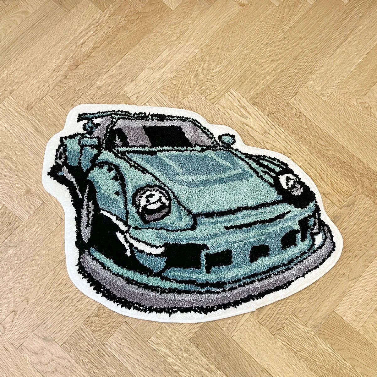 Cyan Racing Car Rug 