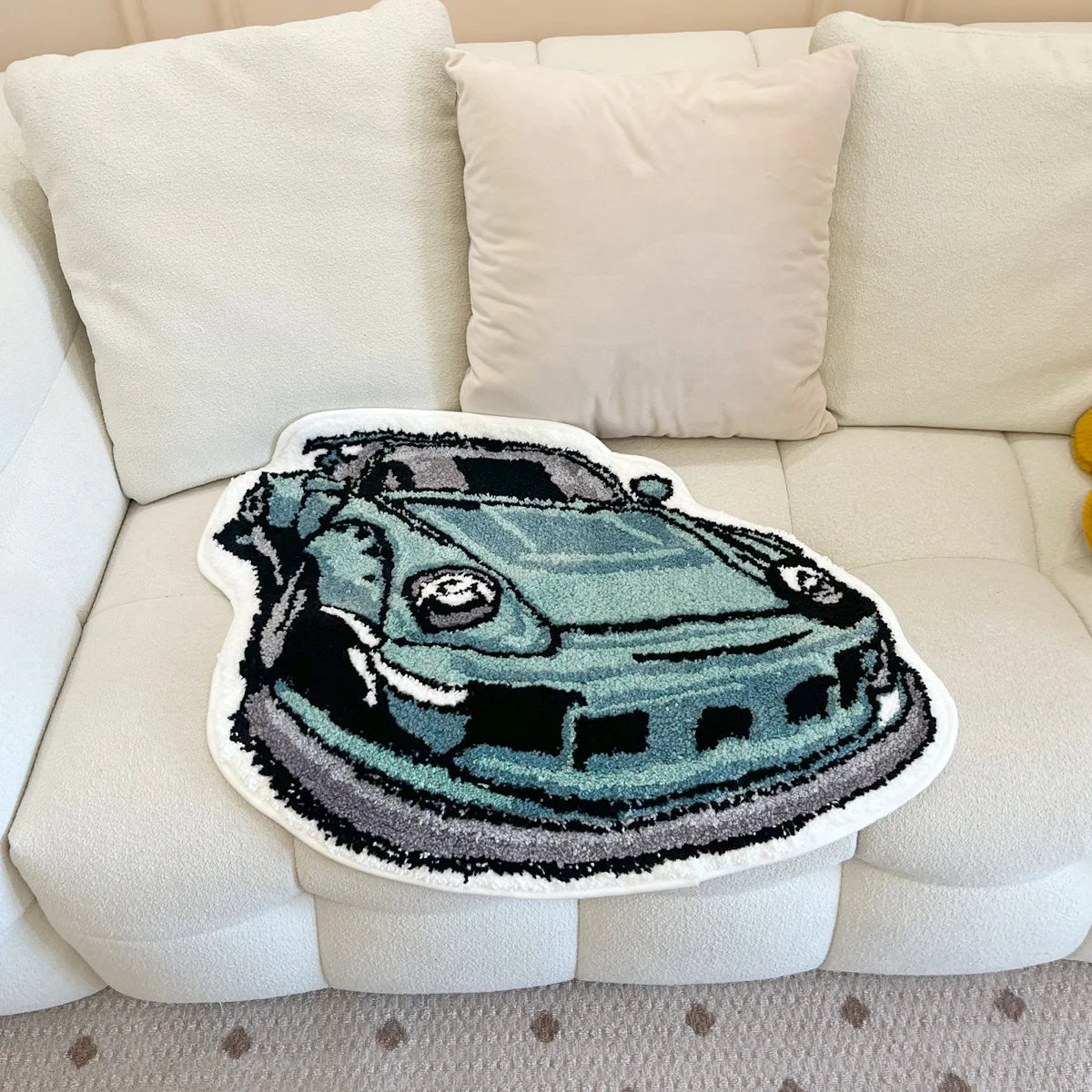 Cyan Racing Car Rug 